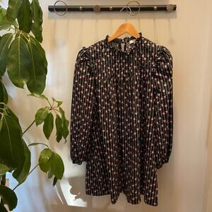 WAYF Small Babydoll Shift Dress | Black Pink Floral, Pintuck, 100% Cotton